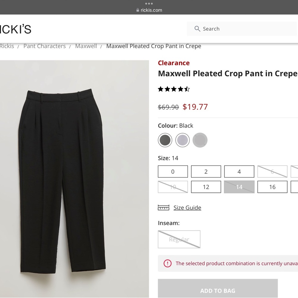 Ricki's Black Wide Leg Pants